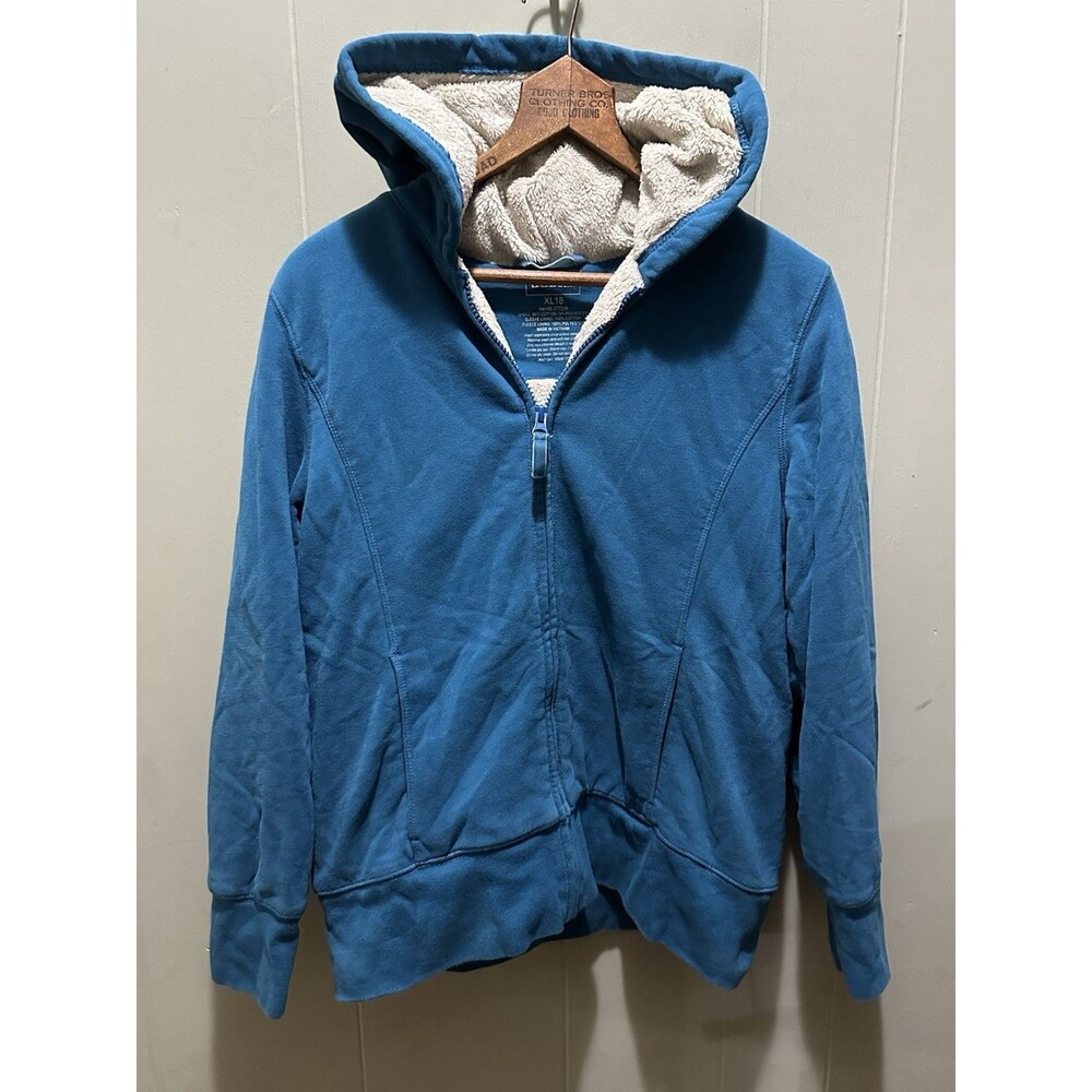 LL Bean Kids Sherpa Lined Full Zip Winter Jacket Hooded Girls Sz XL18